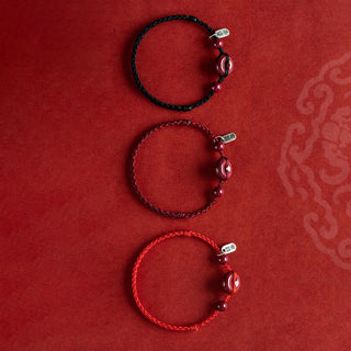 Buddha Gift Handmade Cinnabar Peace Buckle Safe and Healthy Charm Blessing String Bracelet Anklet