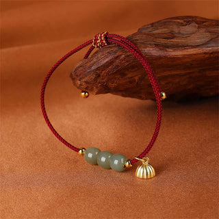 Buddha Gift Handmade Hetian Jade Bead Lotus Pod Prosperity Luck Braided Bracelet