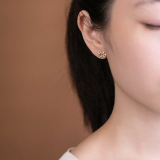 Buddha Gift 925 Sterling Silver Lotus Flower Blessing Earrings