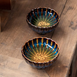 Buddha Gift Lotus Goldfish Auspicious Dragon Phoenix Ceramic Teacup Inlaid Tea Cups 130ml