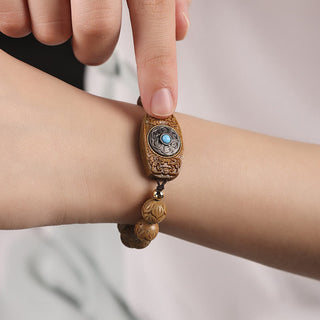 Buddha Gift Green Sandalwood Ebony Wood Sandalwood Om Mani Padme Hum Soothing Bracelet