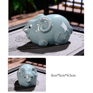 Buddha Gift Chinese Zodiac Wealth Ceramic Tea Pet Home Figurine Decoration