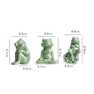 Buddha Gift Mini Small Meditation Lotus Resting Frog Ceramic Wealth Luck Home Tea Pet Figurine Decoration