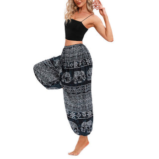 Buddha Gift Elephant Geometry Pattern Casual Loose Harem Trousers Women's Yoga Pants