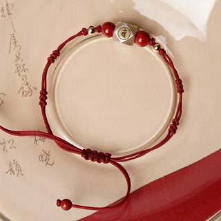 Buddha Gift Handmade 925 Sterling Silver Chinese Zodiac Natal Buddha Cinnabar Calm Braided Bracelet
