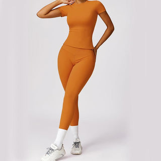 Buddha Gift Women Short Sleeve T-Shirt Top High Waist Leggings Pants For Sports Yoga