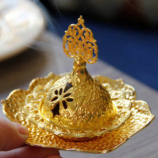 Buddha Gift Gold Leaf Coaster Spiritual Mini Alloy Metal Incense Burner