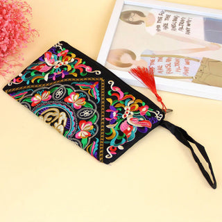 Buddha Gift Dragon Butterfly Cosmos Flower Embroidery Wallet Shopping Purse