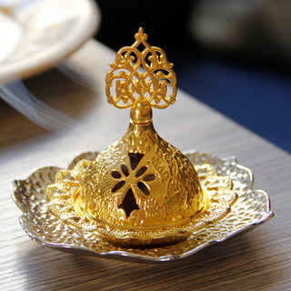 Buddha Gift Gold Leaf Coaster Spiritual Mini Alloy Metal Incense Burner