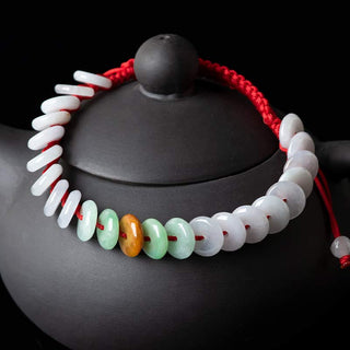 Buddha Gift Round Jade Lucky Red String Weave Bracelet