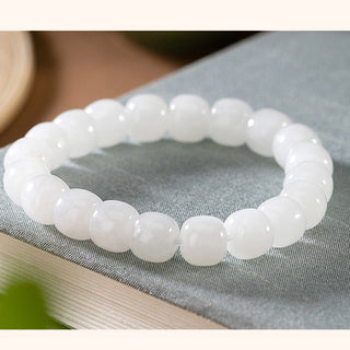 Buddha Gift Hetian White Jade Happiness Blessing Bracelet