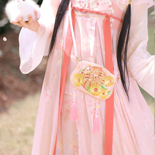 Buddha Gift Embroidery Lucky Panda Cat Shiba Inu Deer Rabbit Fox Flower Cute Animal Hanfu Bag Crossbody Bag Shoulder Bag