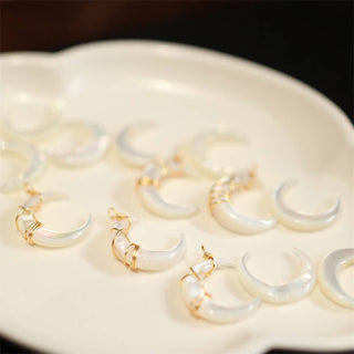 Buddha Gift Natural Tridacna Stone Crescent Moon Blessing Necklace Pendant