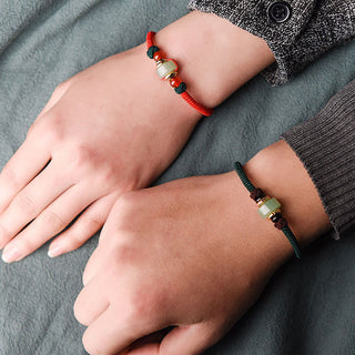 Buddha Gift Tibetan Green Aventurine Luck Braid String Bracelet