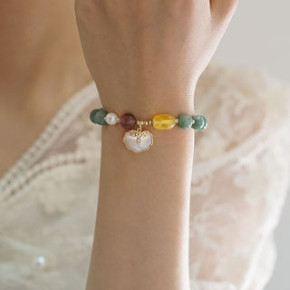 Buddha Gift Jade Sea shell Ruyi Lock Luck Bracelet