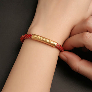 Buddha Gift Handmade 999 Sterling Silver Om Mani Padme Hum Protection Dragon Scale Braided Magnetic Buckle Bracelet