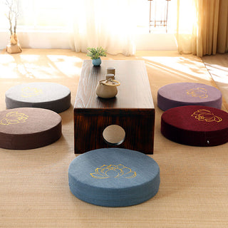 Buddha Gift Lotus Embroidery Cotton Linen Meditation Seat Cushion