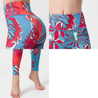 Buddha Gift Colorful Flower Petal Leaves Print Sports Exercise Fitness High Waist Leggings Women's Yoga Pants