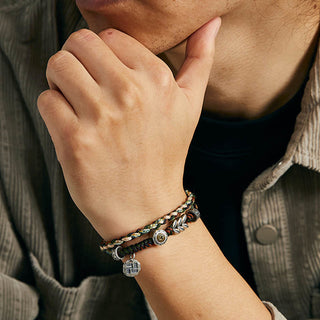 Buddha Gift 925 Sterling Silver Swastika Wheat Pattern Handmade Luck Bracelet