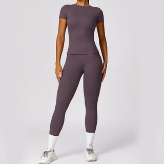 Buddha Gift Women Short Sleeve T-Shirt Top High Waist Leggings Pants For Sports Yoga