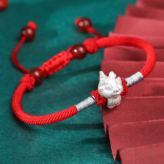 Buddha Gift 999 Sterling Silver Chinese Zodiac Luck Strength Red String Bracelet