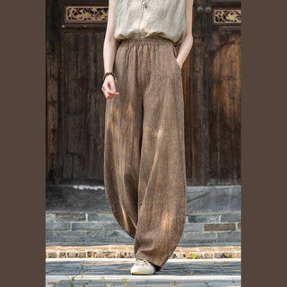 Buddha Gift Ramie Cotton Linen Pants Tie-dye Design Trousers Loose Zen Yoga Women's Pants with Pockets