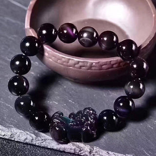 Buddha Gift FengShui PiXiu Rainbow Obsidian Luck Bracelet