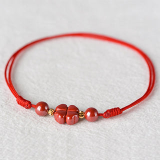 Buddha Gift Four Leaf Clover Cinnabar Blessing Calm String Bracelet Anklet