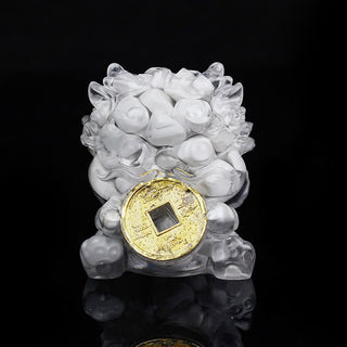 Buddha Gift Handmade Cute PiXiu Gold Coin Crystal Fengshui Energy Wealth Fortune Home Decoration