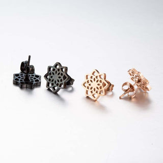 Buddha Gift Tibetan Lotus Pattern New Beginning Stud Earrings