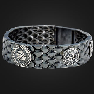 Buddha Gift 925 Sterling Silver Dragon Scales Luck Success Bracelet Bangle