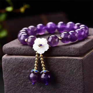 Buddha Gift Natural Amethyst Crystal Flower Spiritual Healing Bracelet