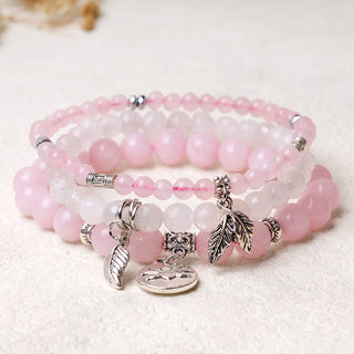 Buddha Gift 3PCS Natural Quartz Crystal Beaded Healing Energy Lotus Bracelet