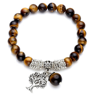 Buddha Gift Natural Gemstone Tree of Life Lucky Charm Stretch Bracelet