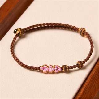Buddha Gift Handmade Peach Blossom Protection Braided Rope Bracelet