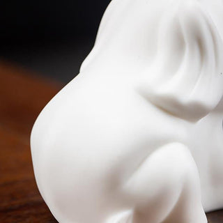 Buddha Gift Small Elephant Statue White Porcelain Ceramic Strength Home Desk Decoration