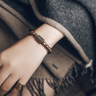 Buddha Gift Lava Rock Stone Rainbow Obsidian Copper Support Healing Bracelet