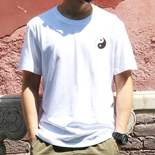 Buddha Gift Men's Summer Round Neck Short Sleeve Yin Yang Cotton T-Shirt