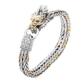 Buddha Gift 925 Sterling Silver Year Of The Dragon Auspicious Dragon Protection Metal Braided Design Bracelet