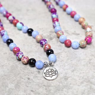 Buddha Gift Natural Purple Miano Real Stone Lotus Mala