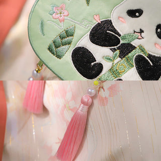 Buddha Gift Embroidery Lucky Panda Cat Shiba Inu Deer Rabbit Fox Flower Cute Animal Hanfu Bag Crossbody Bag Shoulder Bag