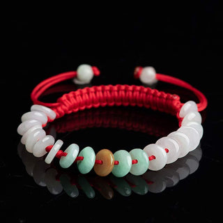 Buddha Gift Round Jade Lucky Red String Weave Bracelet