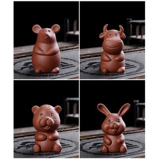 Buddha Gift Chinese Zodiac Purple Clay Wealth Ceramic Tea Pet Home Figurine Decoration