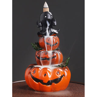 Buddha Gift Halloween Pumpkins Ghost Resin Backflow Smoke Fountain Incense Burner Decoration