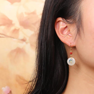 Buddha Gift 925 Sterling Silver Natural Hetian White Jade Peacock Blessing Necklace Pendant Ring Earrings Set
