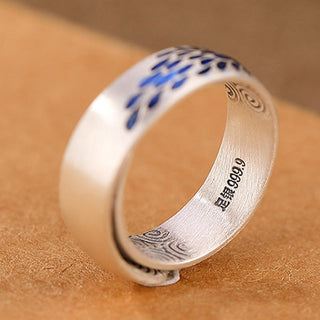 Buddha Gift 999 Sterling Silver Peacock Auspicious Clouds Engraved Lotus Flower Fortune Ring