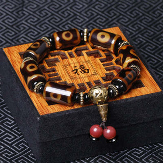 Buddha Gift Tibetan Nine-Eye Dzi Bead Fortune Charm Bracelet