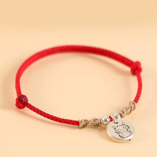 Buddha Gift Handmade 999 Sterling Silver Year of the Dragon Cute Chinese Zodiac Luck Braided Bracelet