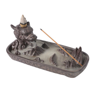 Buddha Gift Dragon Mountain Strength Ceramic Incense Burner Decoration