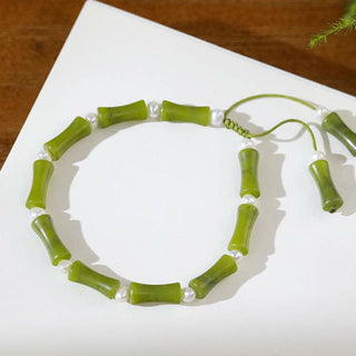 Buddha Gift Natural Peridot Bamboo Pattern Love Peace Bracelet